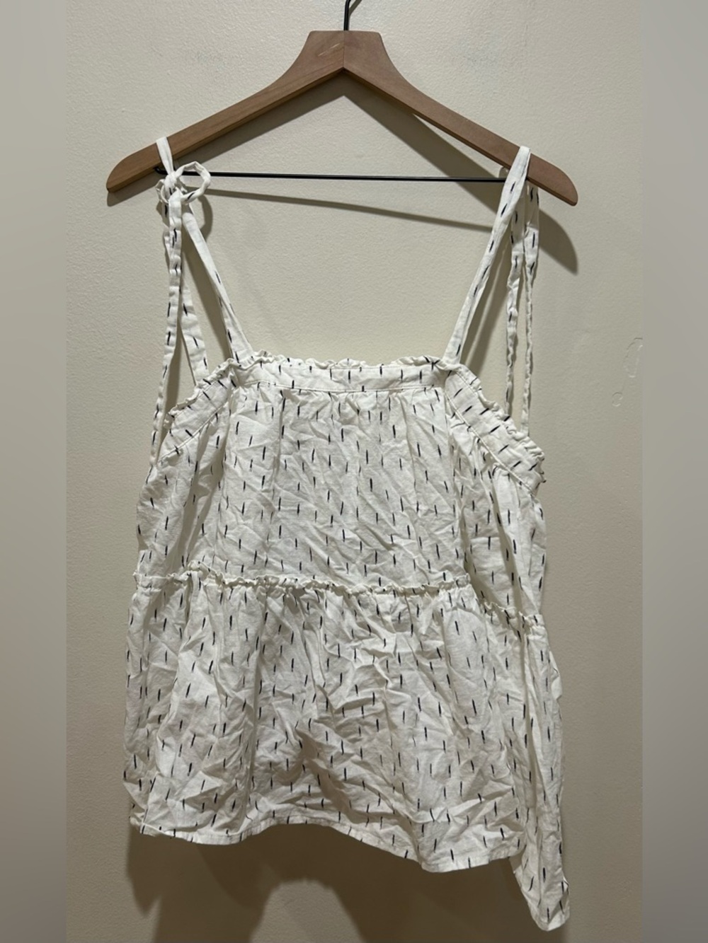 Universal Thread White with Black Dashes Babydoll Boho Tank Top - Women’s Large